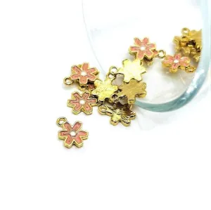 1, 4, 20 or 50 Pieces: Tiny Pink Flower Charms