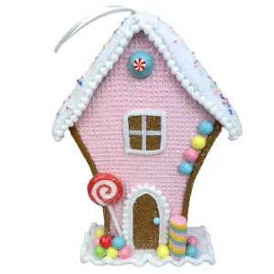 10" by 7" by 2" Pink Candy House Ornament 86209PK