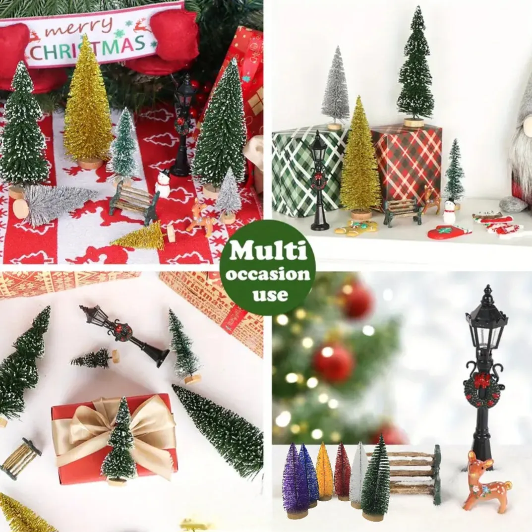 12" Mini Christmas Trees with Sprinkled Snow - Large