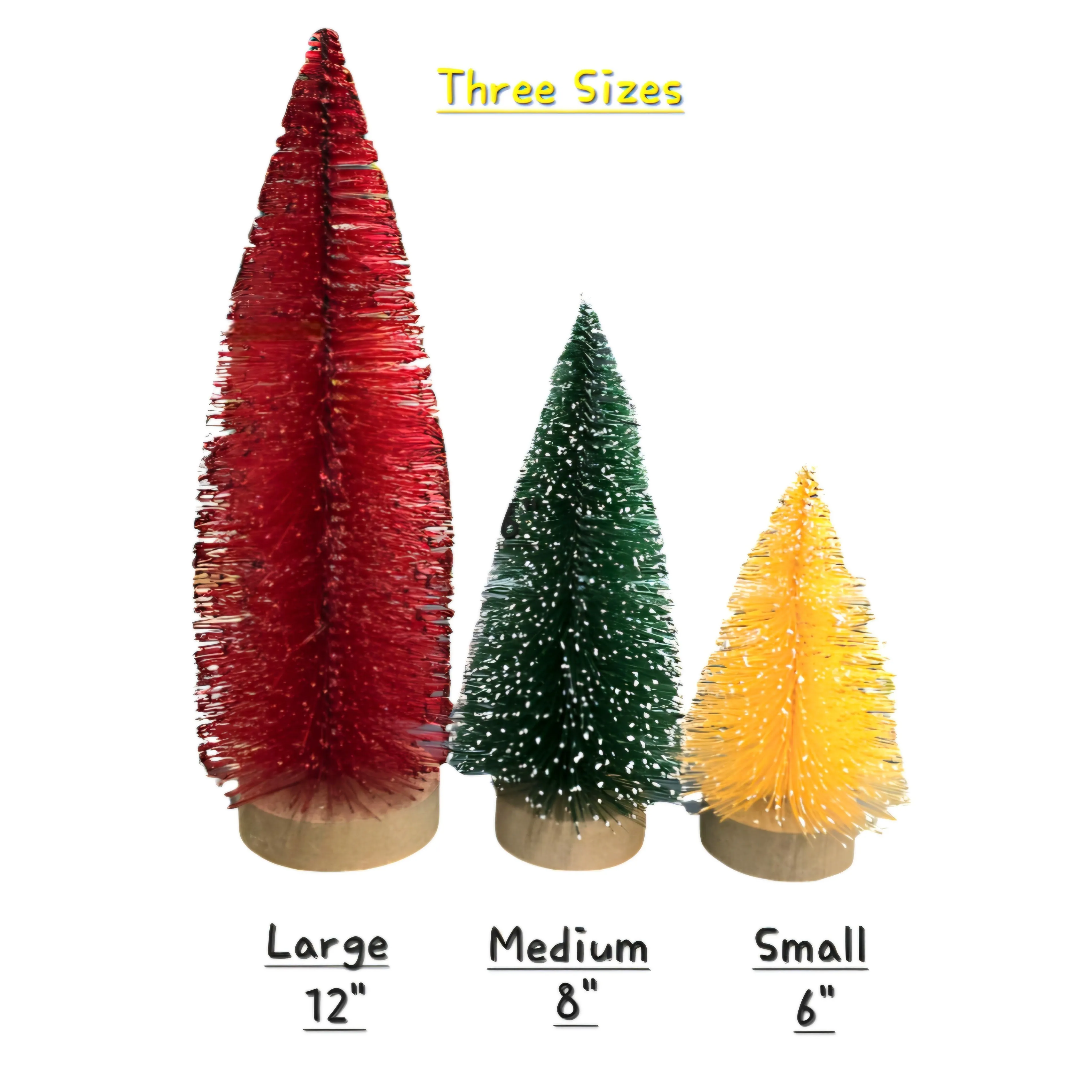 12" Mini Christmas Trees with Sprinkled Snow - Large