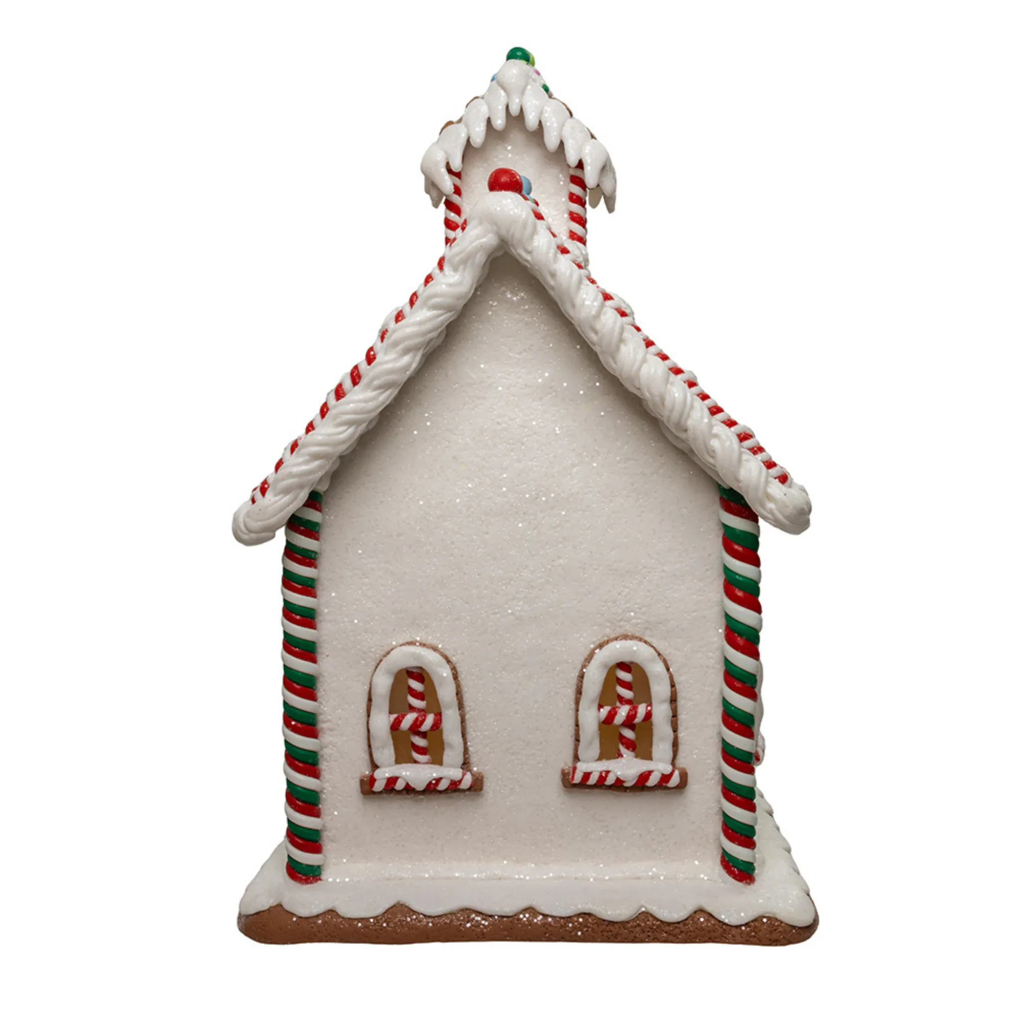 13" Gingerbread House With Santa Table Piece