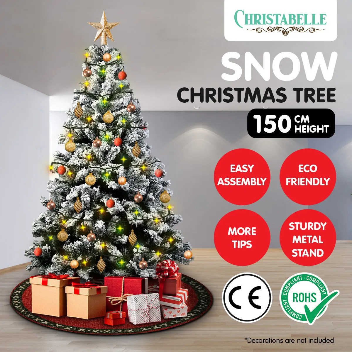 1.5m Snow-Tipped Artificial Christmas Tree, 550 Tips, Sturdy Stand