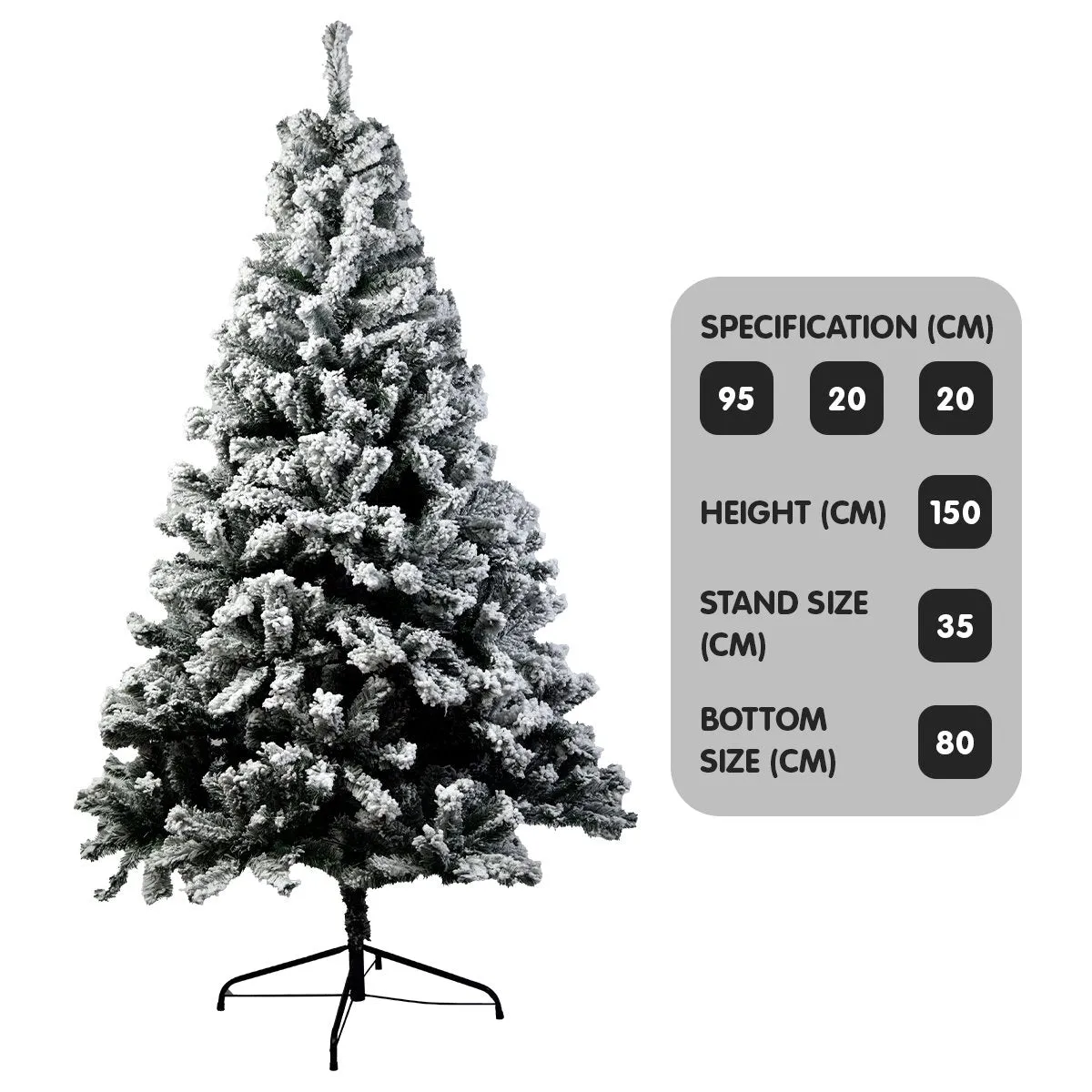 1.5m Snow-Tipped Artificial Christmas Tree, 550 Tips, Sturdy Stand