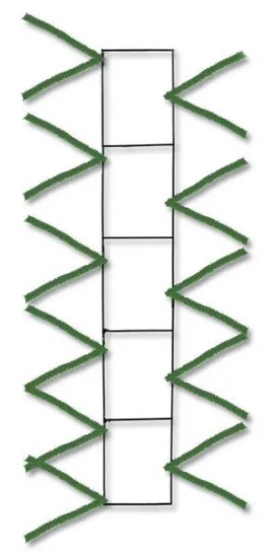 22" Wire Work Pencil Rail Form: Green