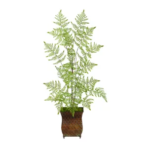 3’ Ruffle Fern Artificial Tree in Metal Planter