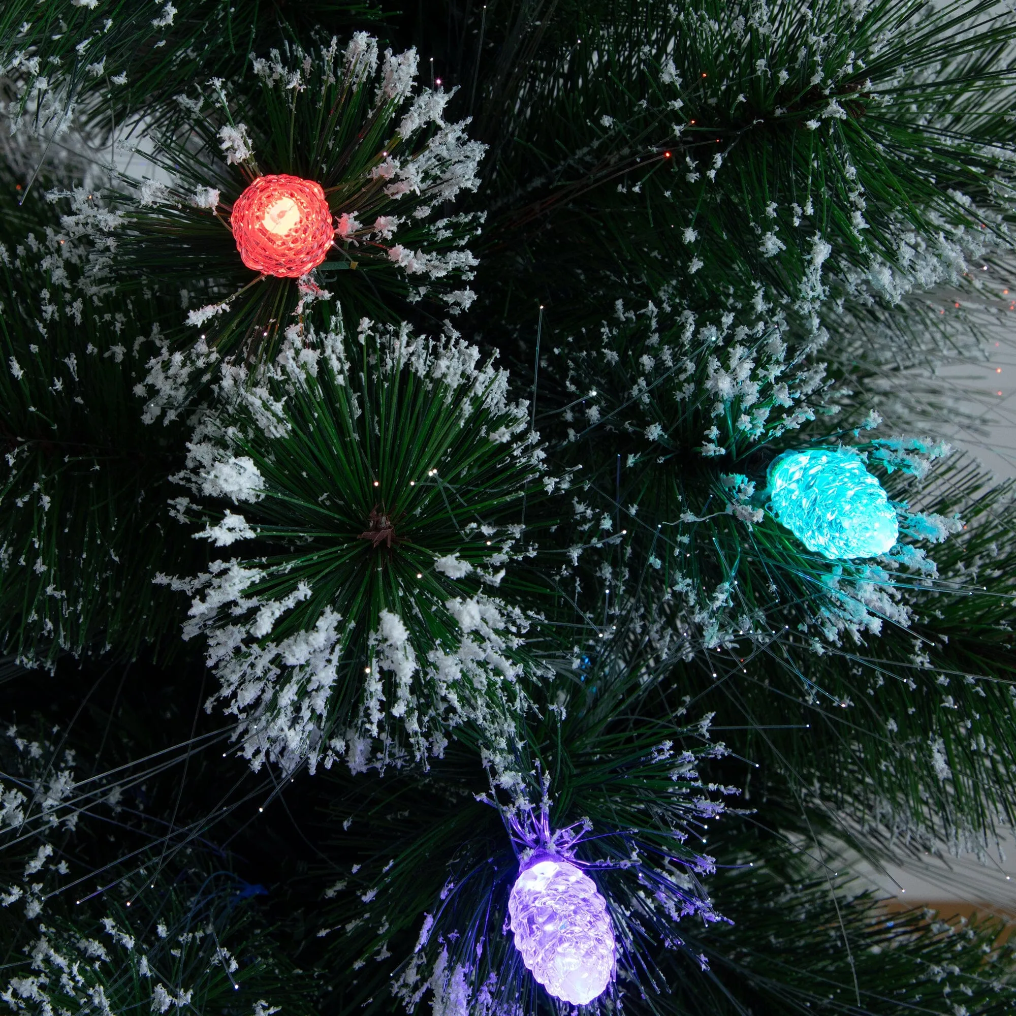 4' Snowy Pre-Lit Fiber Optic Artificial Christmas Tree with 40 Colorful LED Lights