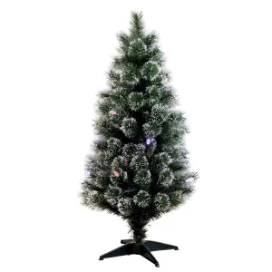 4' Snowy Pre-Lit Fiber Optic Artificial Christmas Tree with 40 Colorful LED Lights