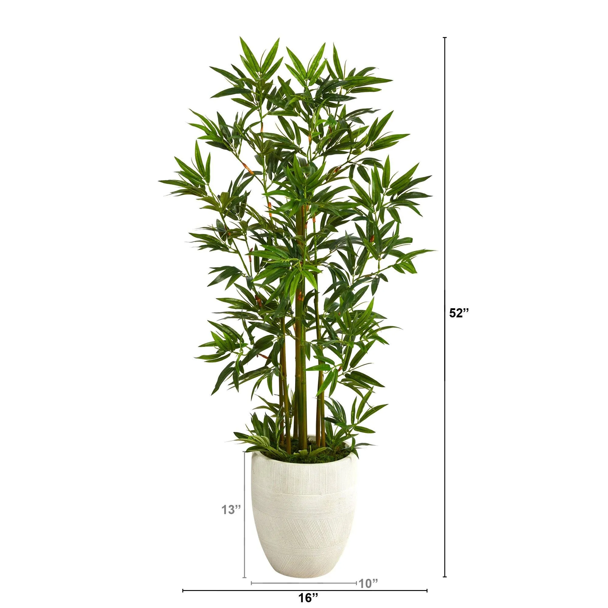 52” Bamboo Palm Artificial Tree in White Planter