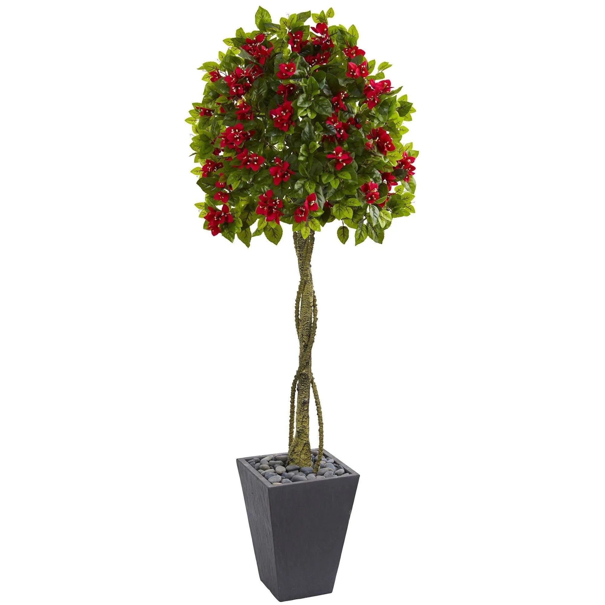 6’ Bougainvillea Artificial Tree in Slate Planter