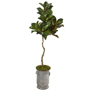 61” Magnolia Artificial Tree in Vintage Metal Planter