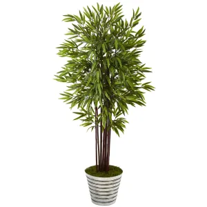 64” Bamboo Artificial Tree in Decorative Tin Bucket