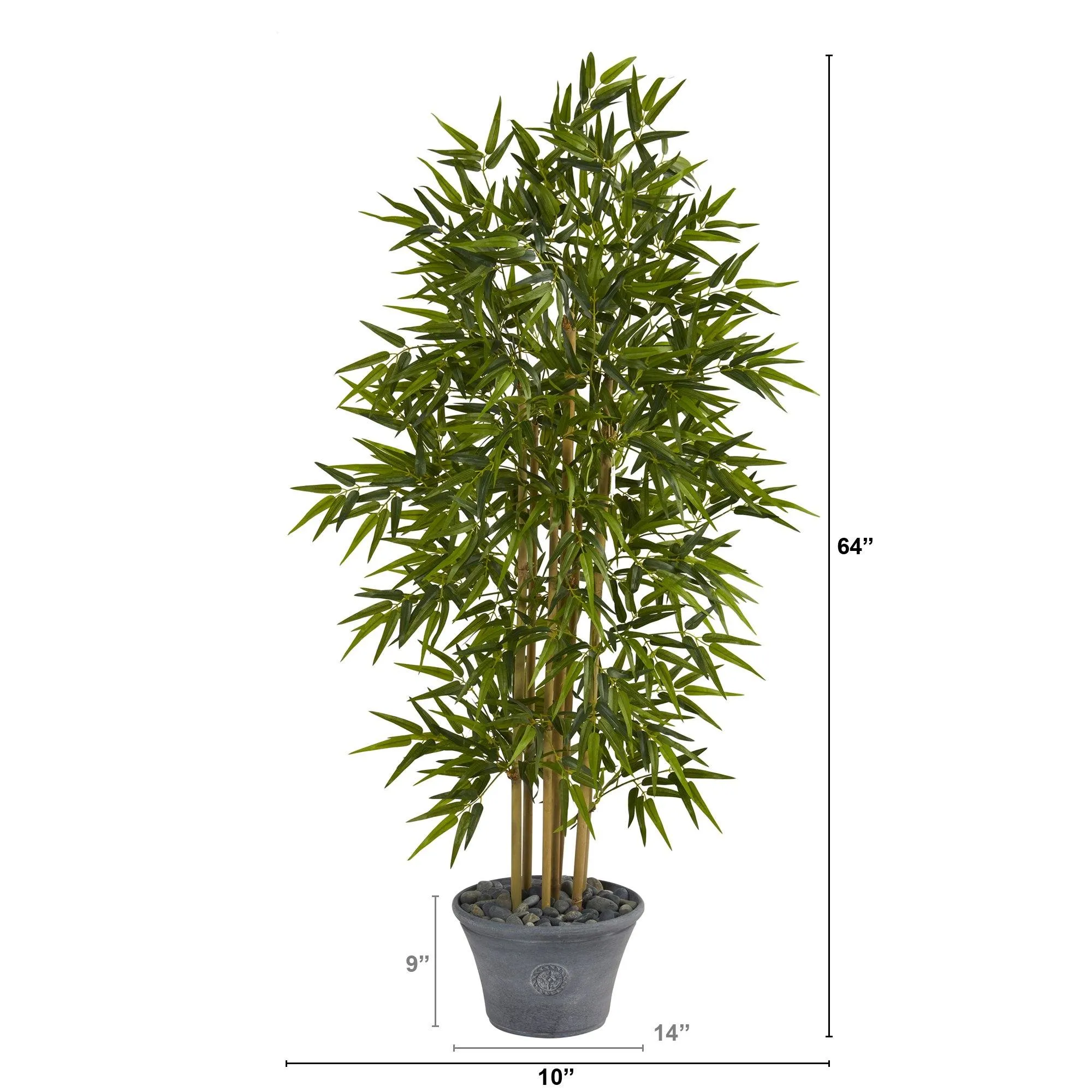 64” Bamboo Artificial Tree in Gray Planter