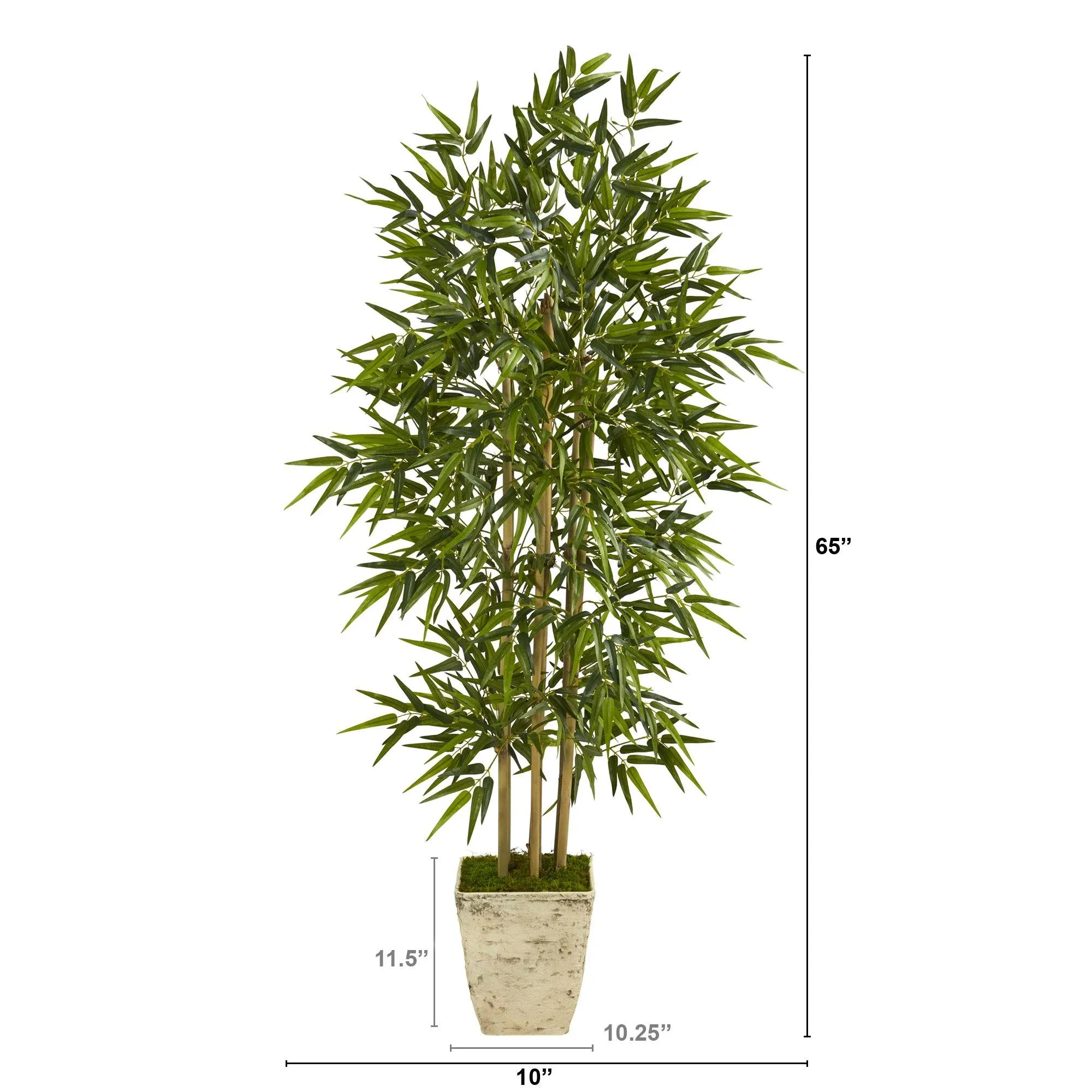 65” Bamboo Artificial Tree in Country White Planter