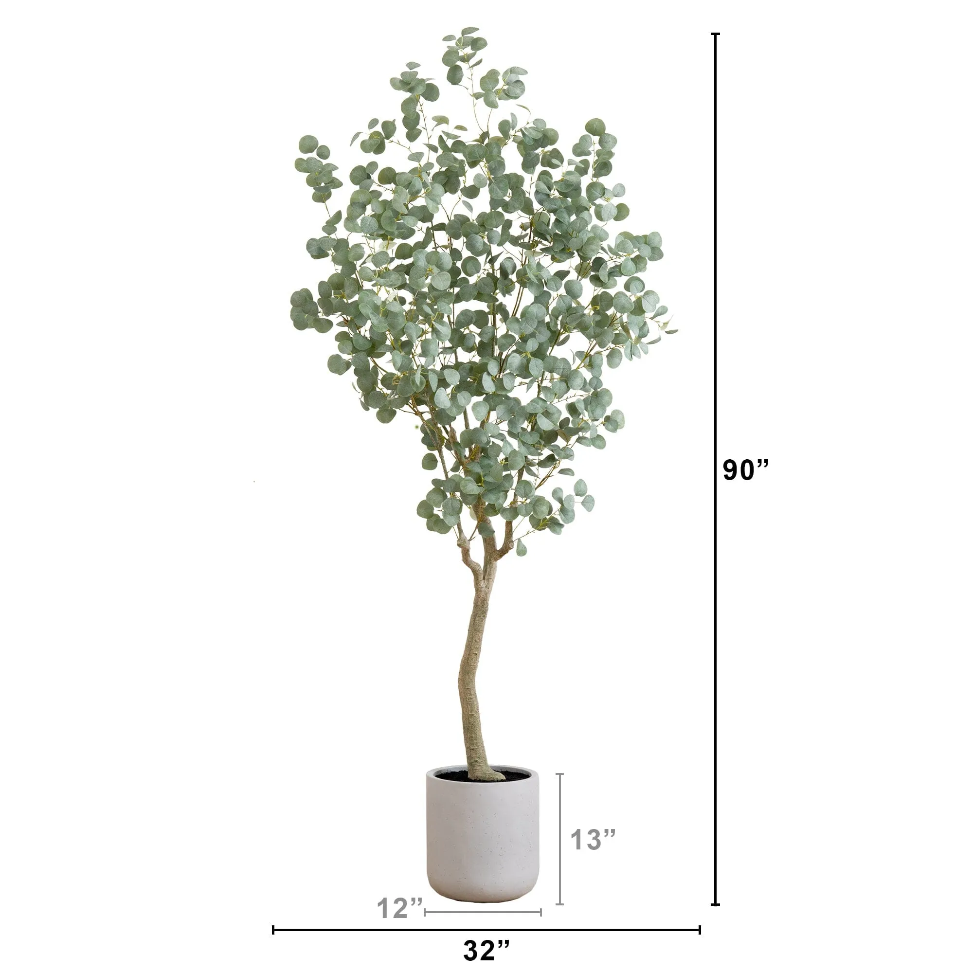 7.5’ Artificial Greco Eucalyptus Tree with Resin Stone Planter