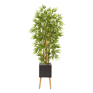 82” Bamboo Artificial Tree in Black Planter with Stand