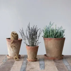 9" Distressed Cement Planter