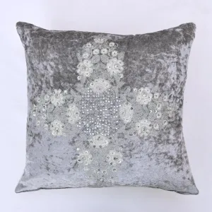 AKC Pure Velvet Embroidered Elegant Filled Cushion