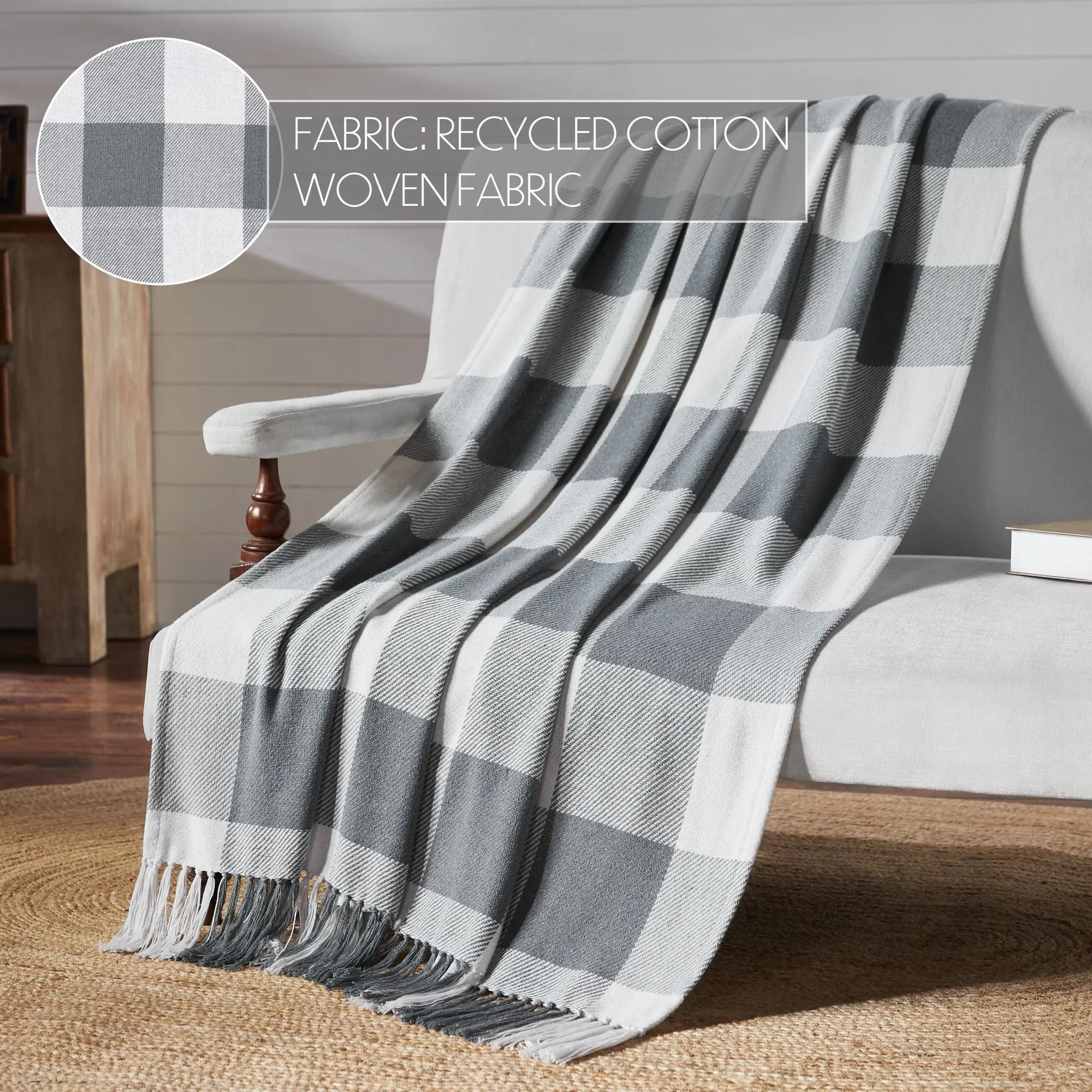 Annie Buffalo Check Grey Woven Throw 50x60