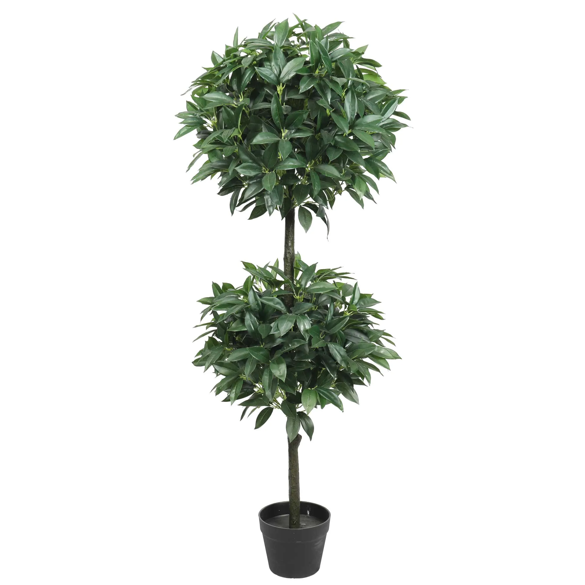 Artificial Bayleaf Ficus Topiary Tree Two Ball Potted Topiary 130cm