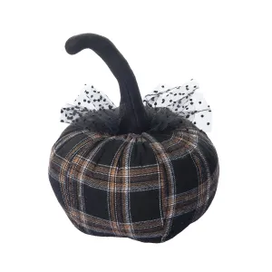 Black Plaid Pumpkins Figurine