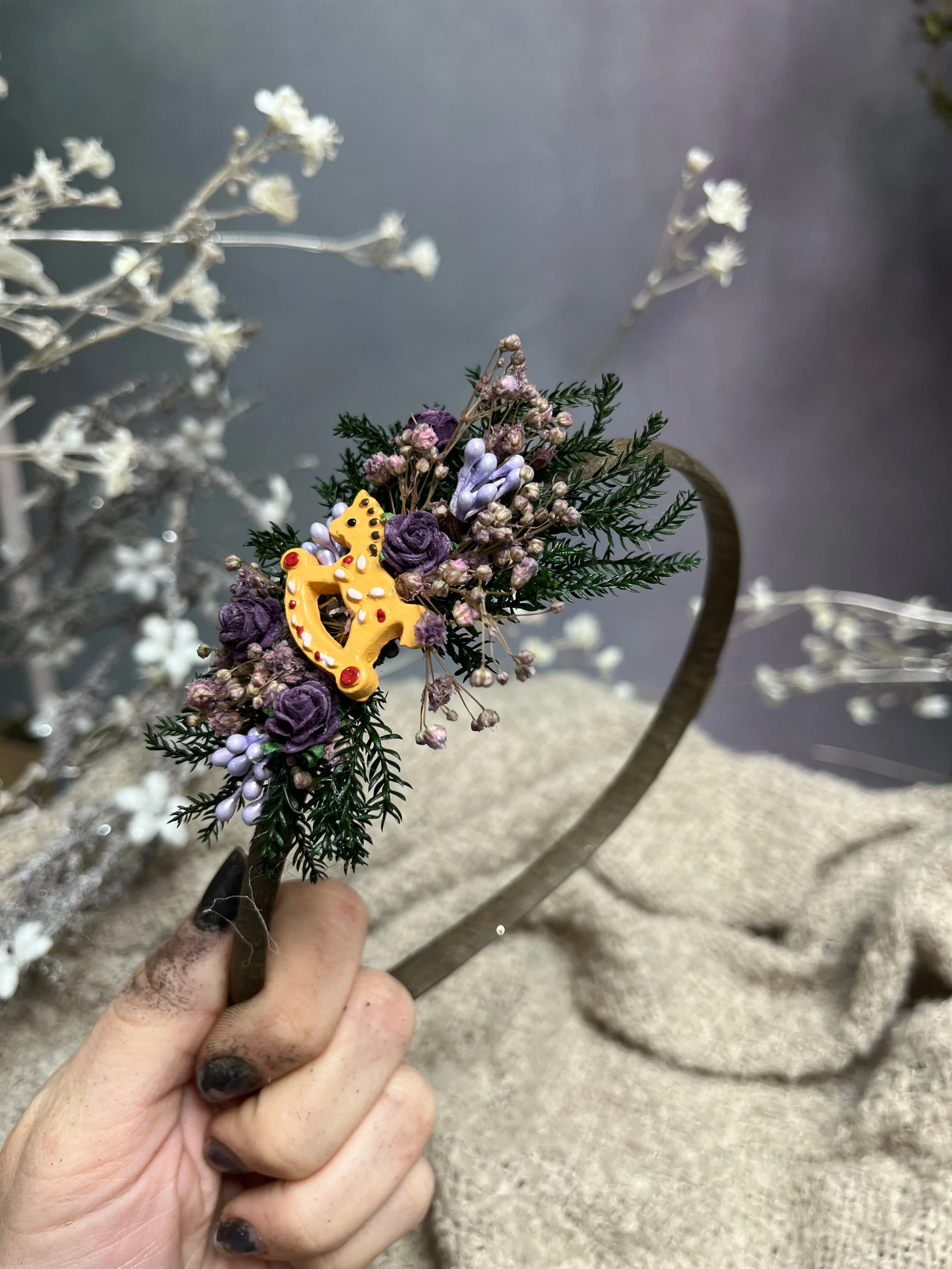 Blue/Red/Purple gingerbread Christmas headband