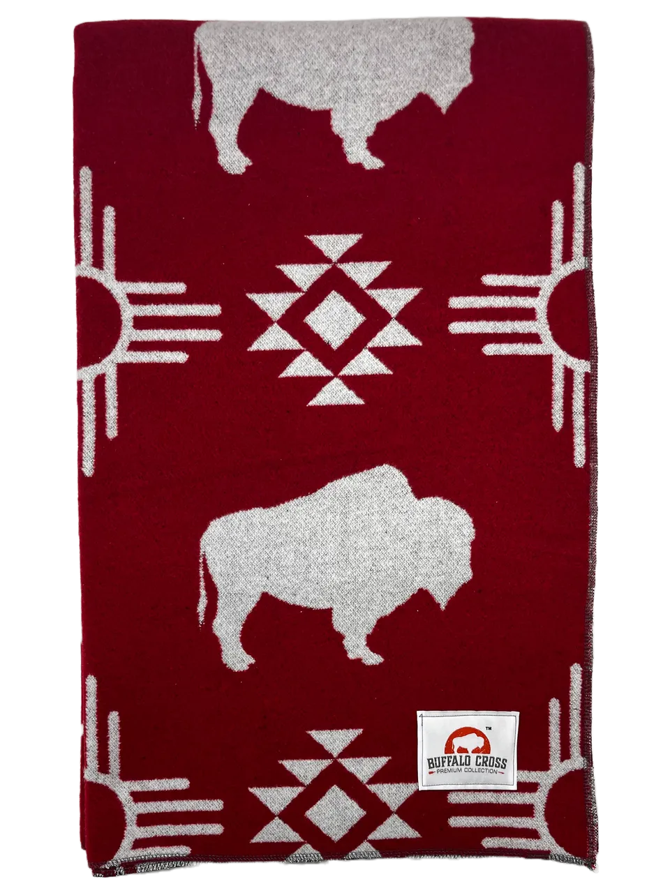 Buffalo Cross Throw Blanket - Teepee Red #3