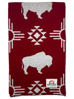 Buffalo Cross Throw Blanket - Teepee Red #3