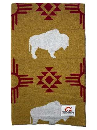 Buffalo Cross Throw Blanket - White Buffalo Mustard #4