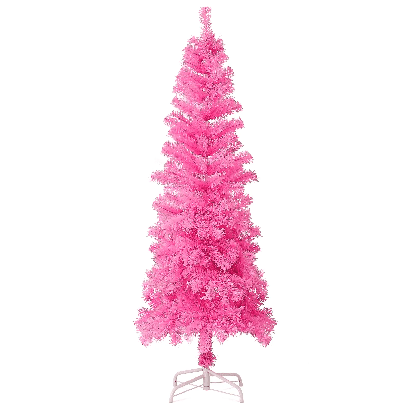 classic 9 Ft Pencil Christmas Tree, 1036 PVC Branches Artificial Slim Xmas Tree for Home, Office, Christmas Party, Green Pink 7 ft