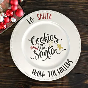 Cookies for Santa Personalized Cookie Plate - Silver