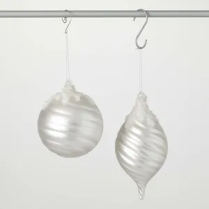 Cream Ridged Ornament Set