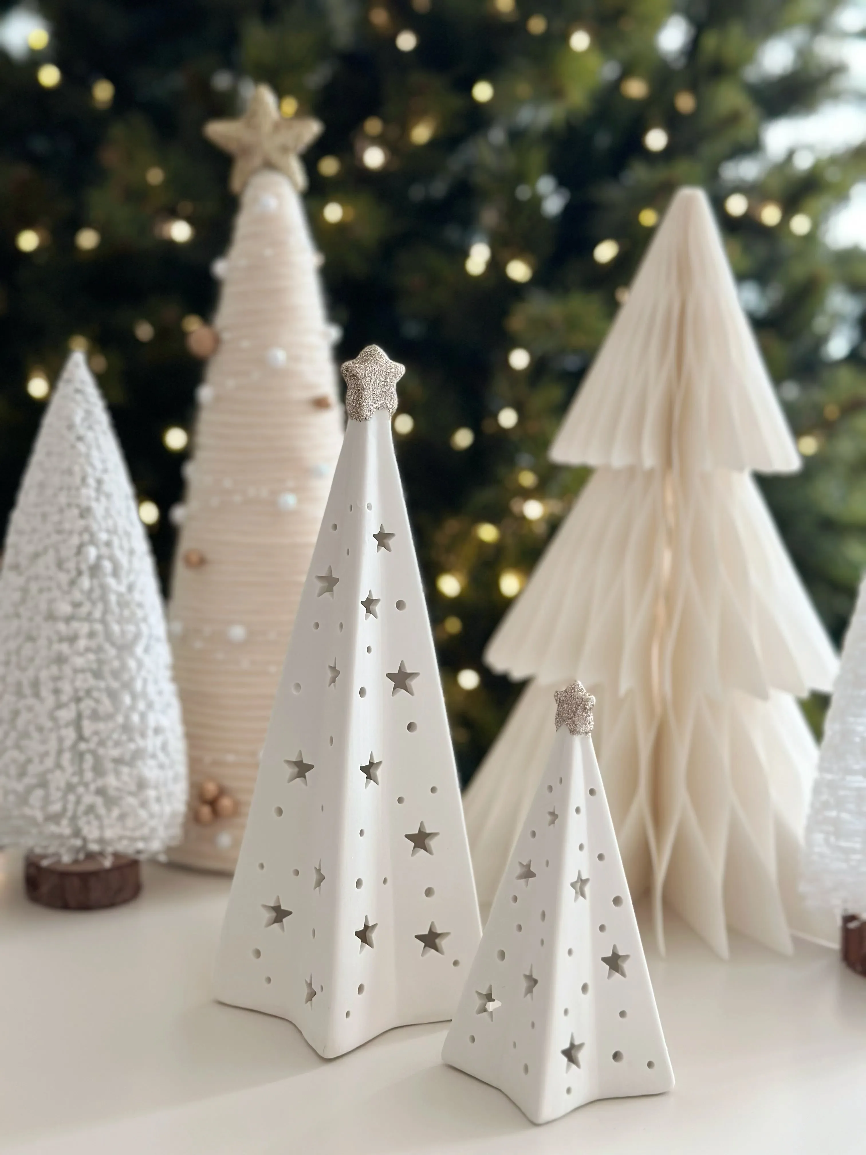 Cream Serenity Magnetic Paper Trees (set of 3)