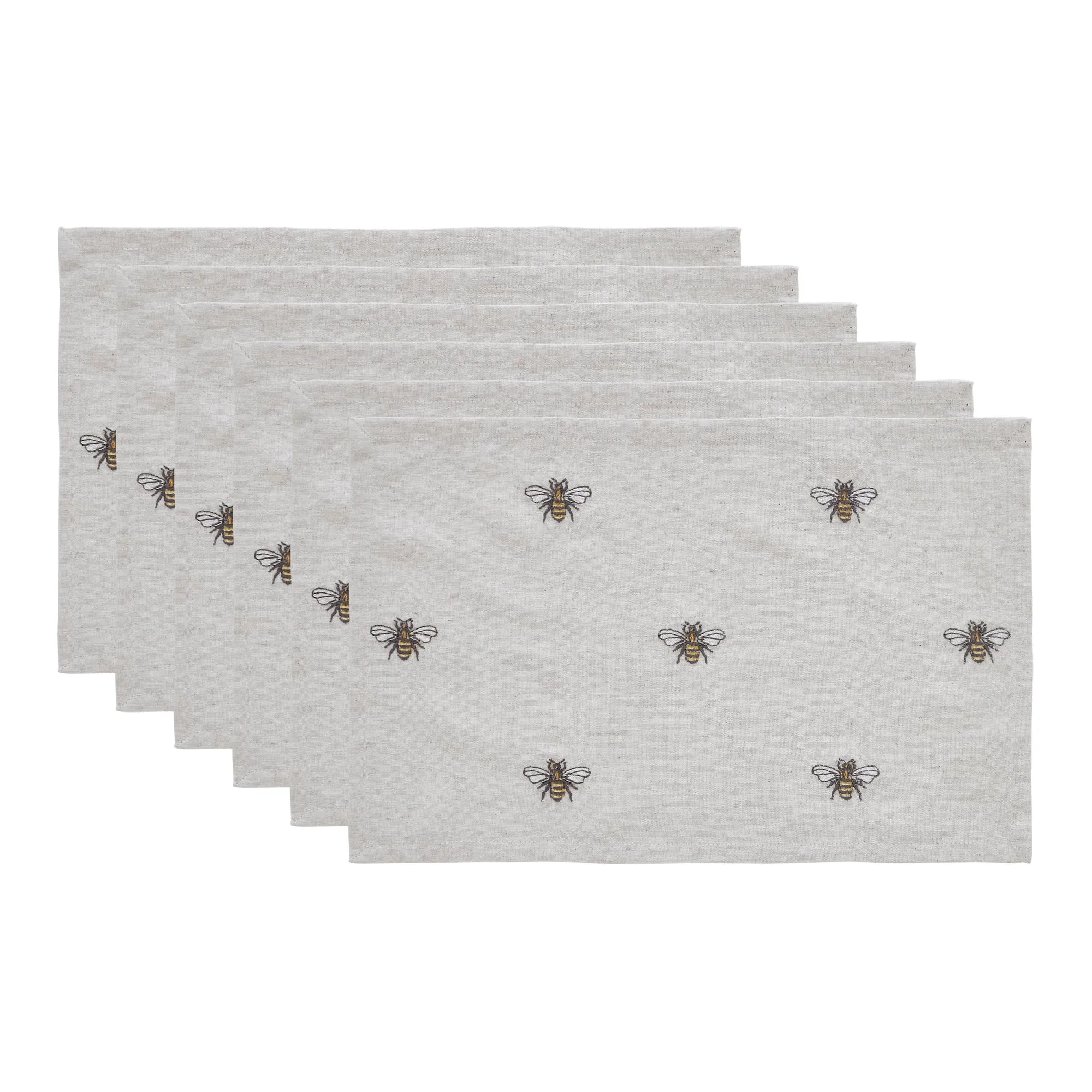 Embroidered Bee Placemat Set of 6 12x18