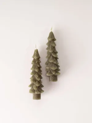 Evergreen Tree Taper Candles - Short