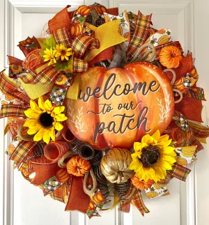 Fall Wreath, Farmhouse decor, Pumpkin decor, deco mesh wreath, Fall wreath for front door, fall decor, double door wreath