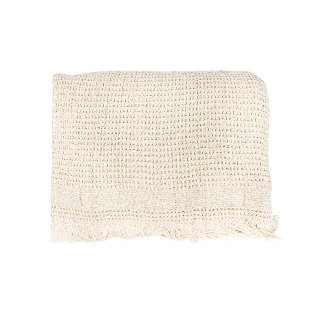 Fouta Waffle Throw | Natural / Black | 125x180 cm