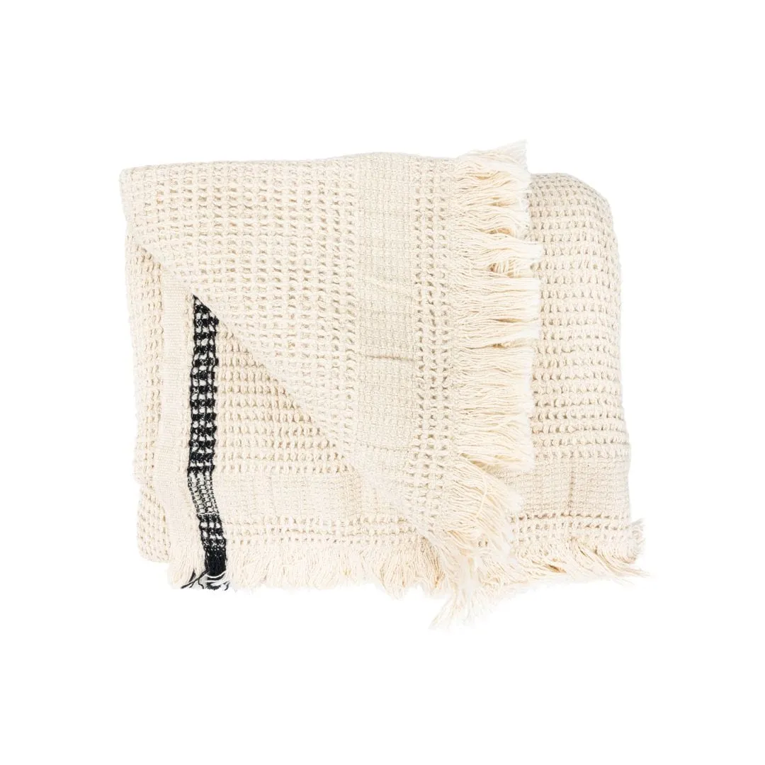 Fouta Waffle Throw | Natural / Black | 125x180 cm