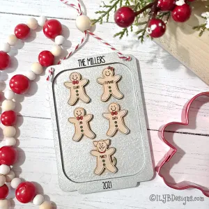 Gingerbread Family Ornament | Personalized Laser Cut Wood Ornament