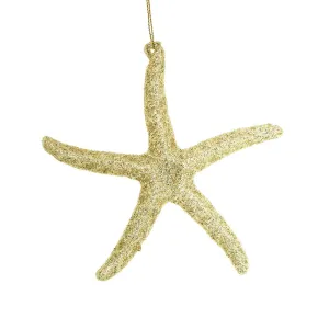 Glittered Starfish Acrylic Christmas Ornament, Gold, 5-Inch