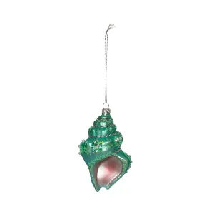 Green Shell Glass Ornament