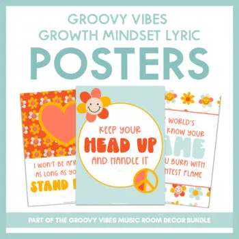 Growth Mindset Lyric Posters | Groovy Vibes Music Room Decor