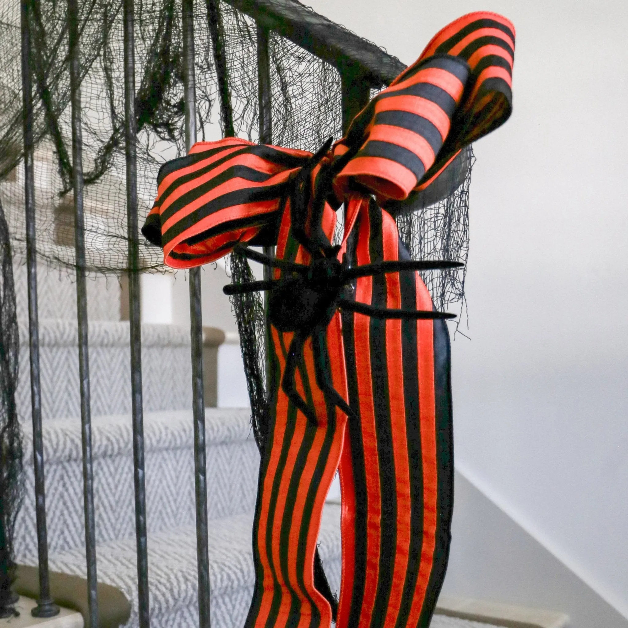 Halloween Orange and Black Double  Bow