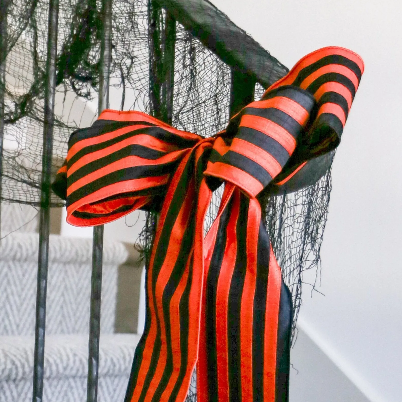 Halloween Orange and Black Double  Bow