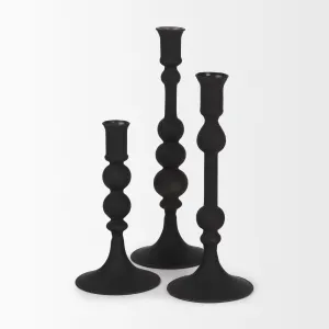 Matte Black Brown Glass Candlesticks