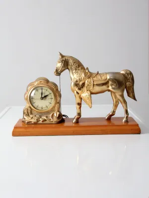 mid century United self-starting horse clock