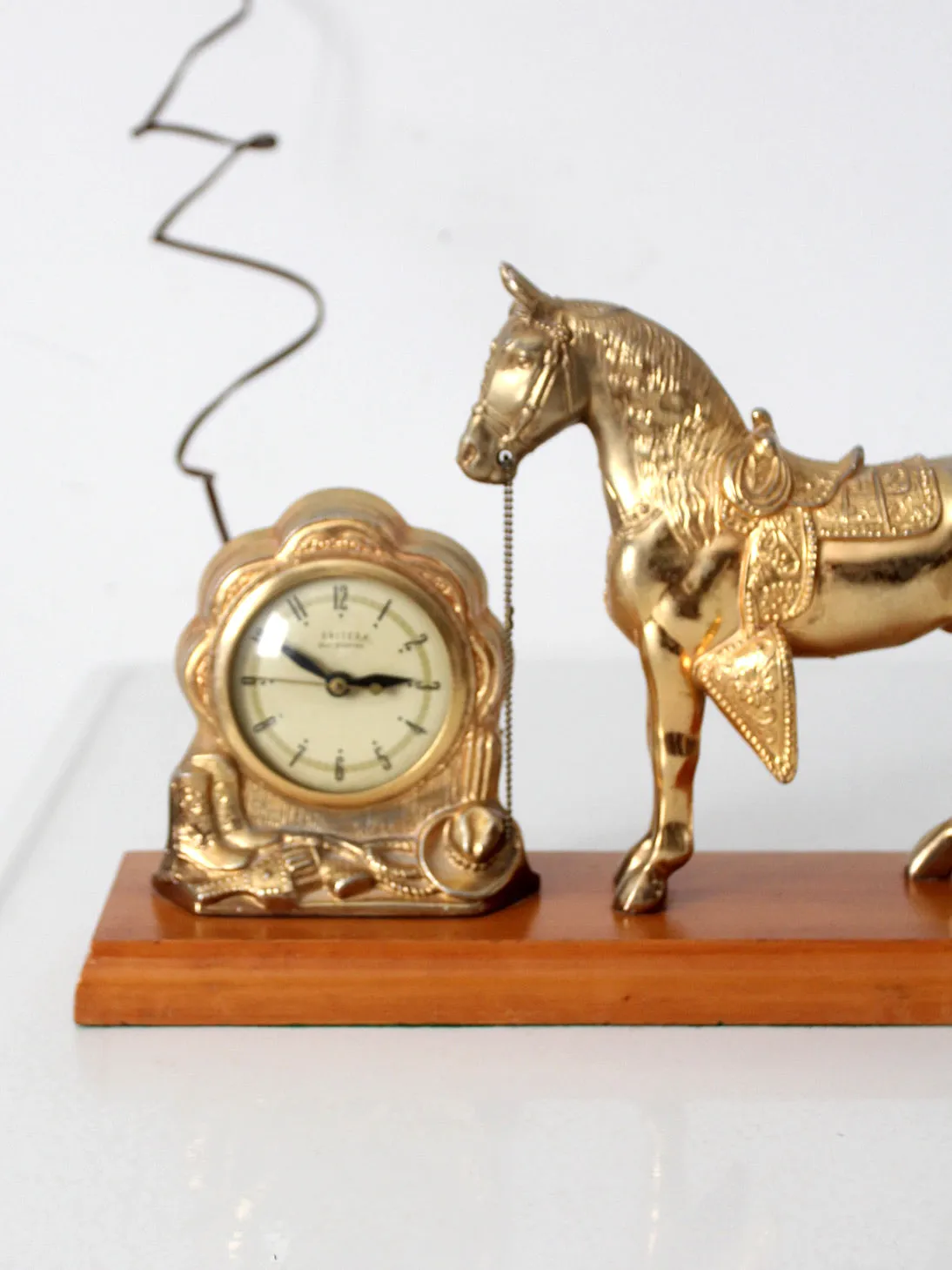 mid century United self-starting horse clock