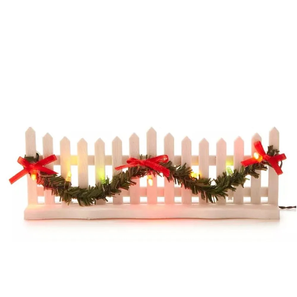 Mini Fence with Tinsel Garland Asst (15cm)