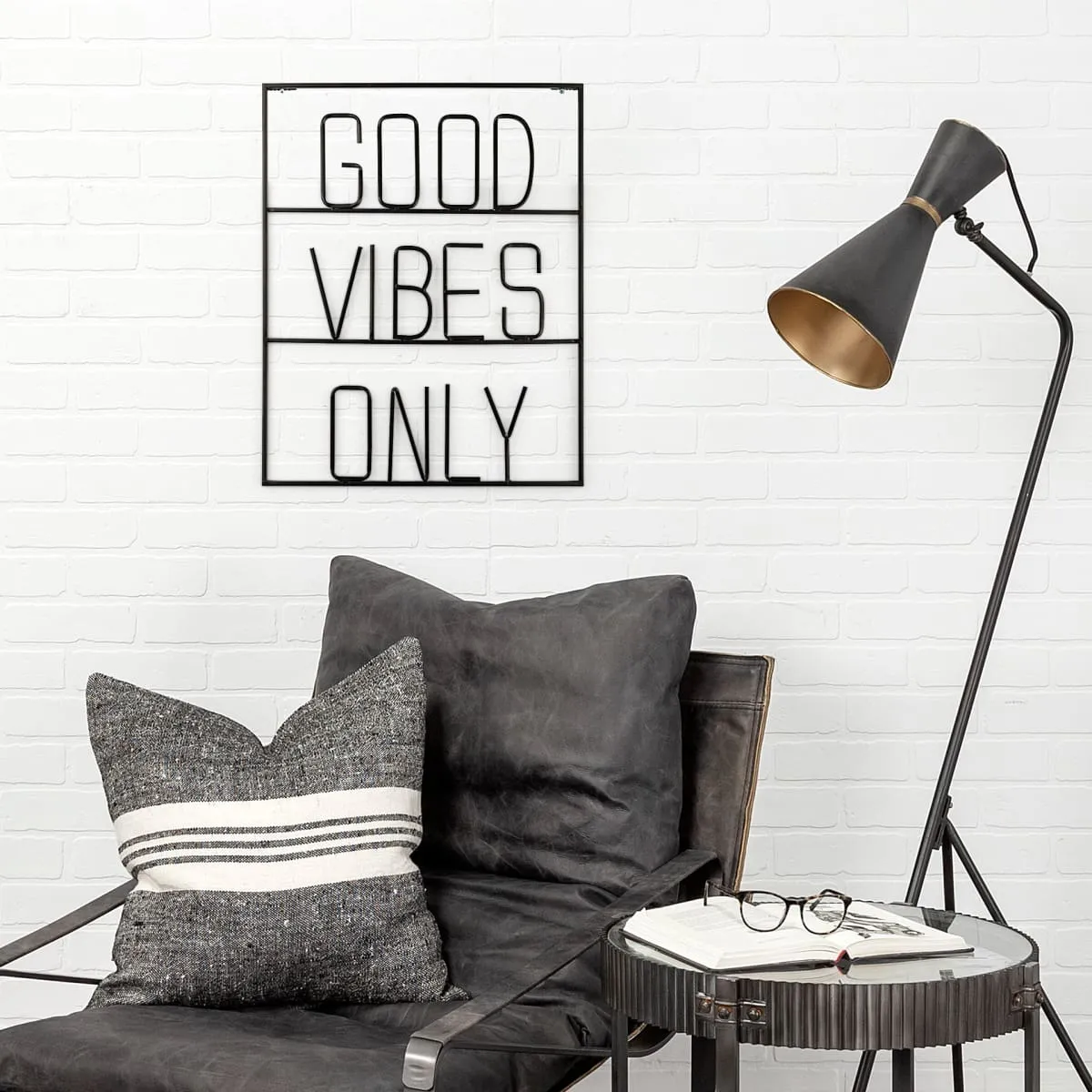 Playful Sign Wall Decor Black Metal | Good Vibes