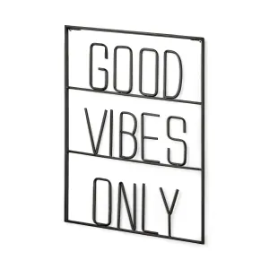 Playful Sign Wall Decor Black Metal | Good Vibes