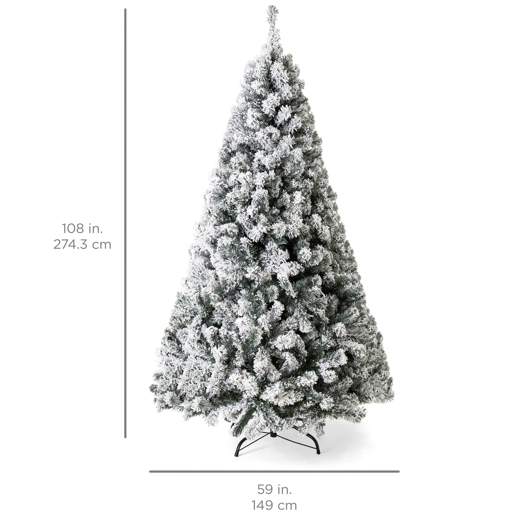 Pre-Lit Snow Flocked Artificial Pine Christmas Tree w/ Warm White Lights